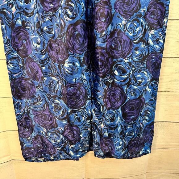Benellon Womens Midi Pencil Skirt Made in Italy size 42 Floral Blue Rose - Picture 4 of 9